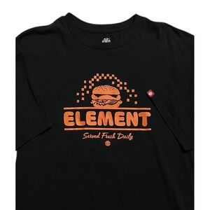 Element Skate T-Shirt Served Fresh Daily Hamburger Short Sleeve‎ Black Size XL